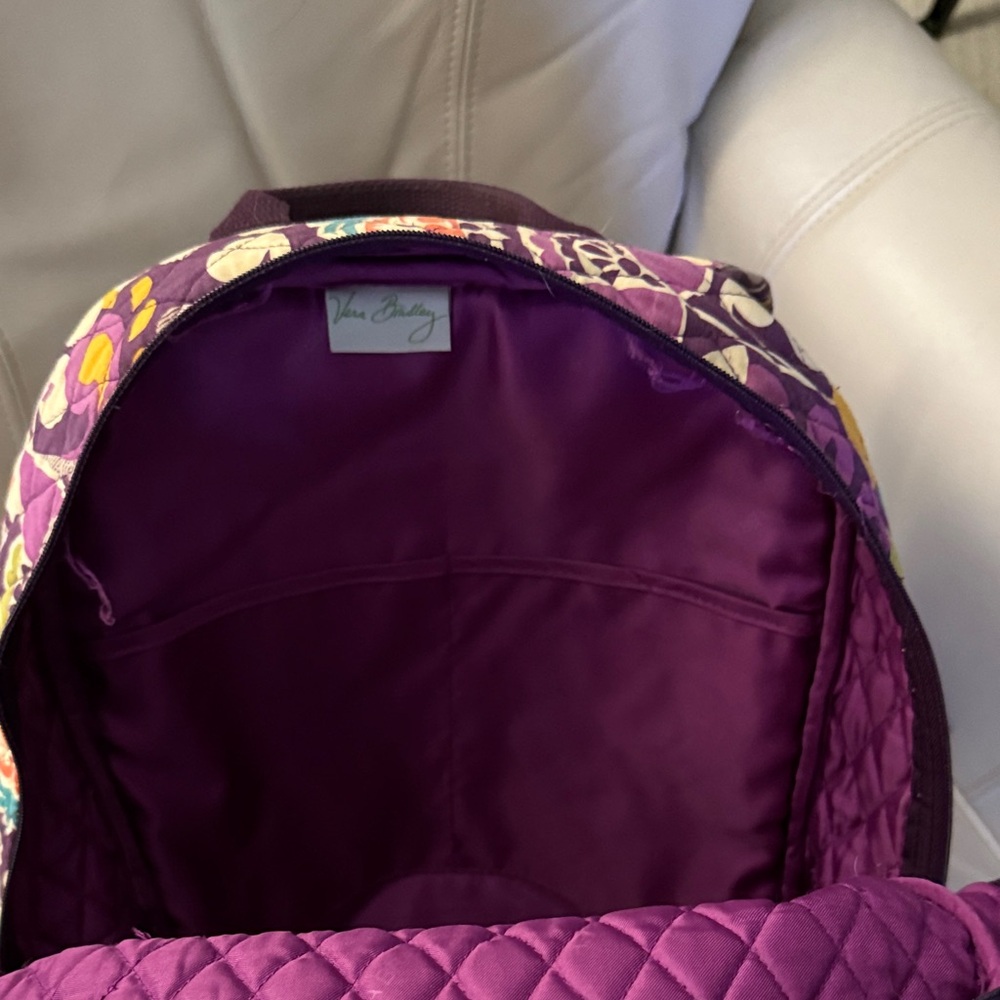 Vera Bradley Purple and Green Patterned Backpack - Picture 6 of 7